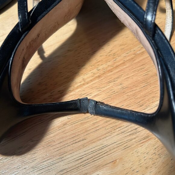 Womens Jimmy Choo Black Leather Strappy Slip-On Heels 37.5 US/7.5 - Picture 12 of 12